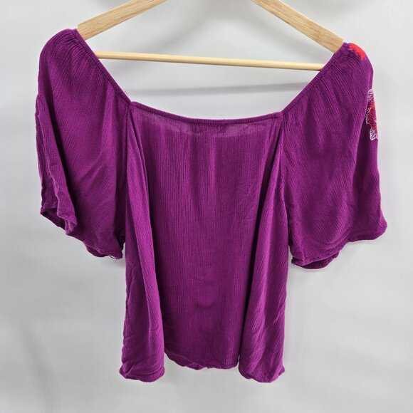 Cloudchaser Purple Boho Embroidered Blouse XL - Picture 3 of 10